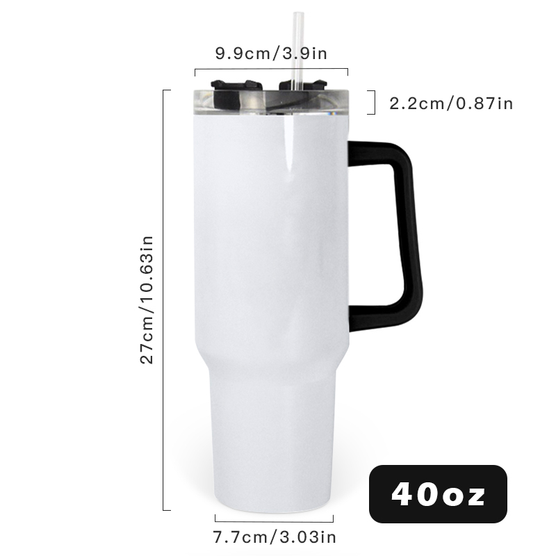 Large Capacity 40oz H1.0 Sublimation Tumbler Mugs Double Layer Stainless Steel Vacuum Cups with Handle for DIY Heat Printing