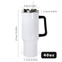 Large Capacity 40oz H1.0 Sublimation Tumbler Mugs Double Layer Stainless Steel Vacuum Cups with Handle for DIY Heat Printing