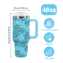 RTS USA Warehouse Stock 40oz H2.0 Powder Coated Double Wall Stainless Steel Tumblers Travel Mug with Pattern Blue