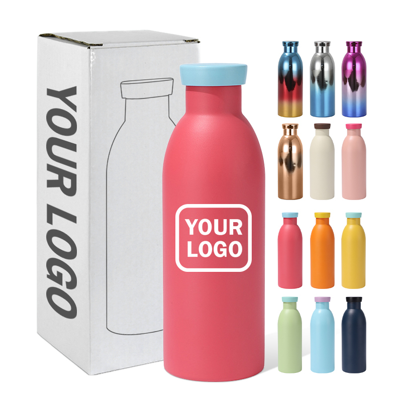 Custom 17oz Milk Bottle Stainless Steel Double Wall Insulated Vacuum Flask Big Capacity 500ml Sports Water Bottle With Screw Lid
