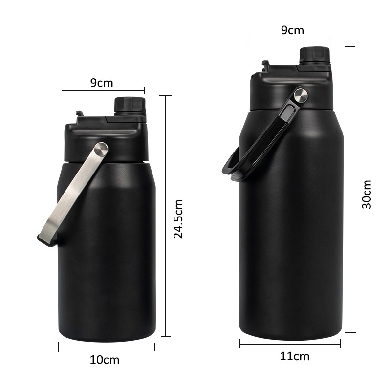 Custom Logo 60oz Stainless Steel Thermal 1800ml Large Capacity Outdoor Sports Water Bottle with 2 in 1 Drinking Handle Lid