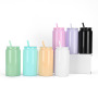 Custom 16oz Stainless Steel Tumbler SS304 Double Wall Cup BPA Free Colored Mason Sublimation Blanks Glossy Mug with Lid Straw
