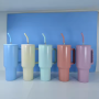 Matte Colorful 40oz Sublimation Blanks Travel Mug H3.0 Insulated Stainless Steel Tumbler with Handle Metal Straw Brush