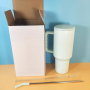 Matte Colorful 40oz Sublimation Blanks Travel Mug H3.0 Insulated Stainless Steel Tumbler with Handle Metal Straw Brush
