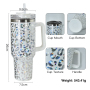 H2.0 Vaso De 40 Onzas Suave Mate 40oz Holographic Leopard Tumbler with Handle and Straw Cup 40 oz