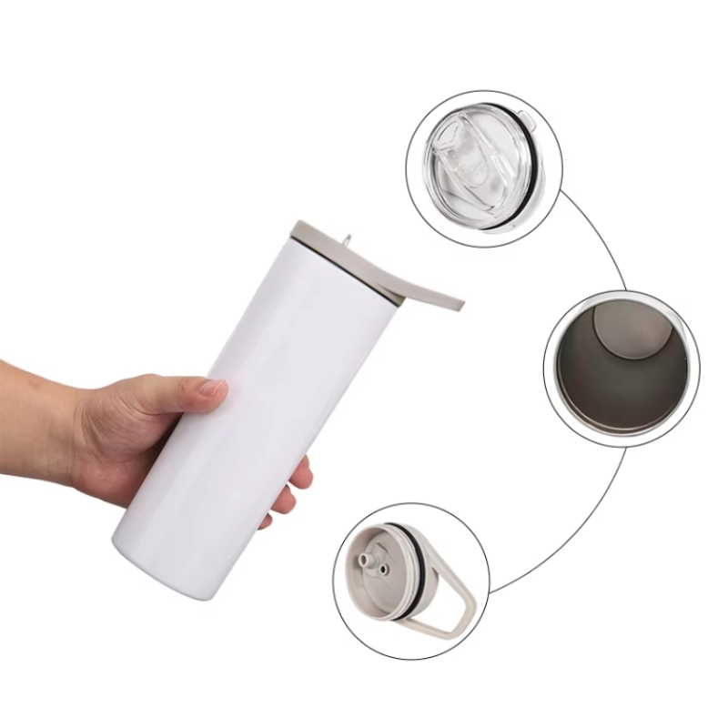 Outdoor Travel 20oz 30oz Stainless Steel Sublimation Blanks Screw Cup Threaded Water Bottle With Gray Portable Handle Lid