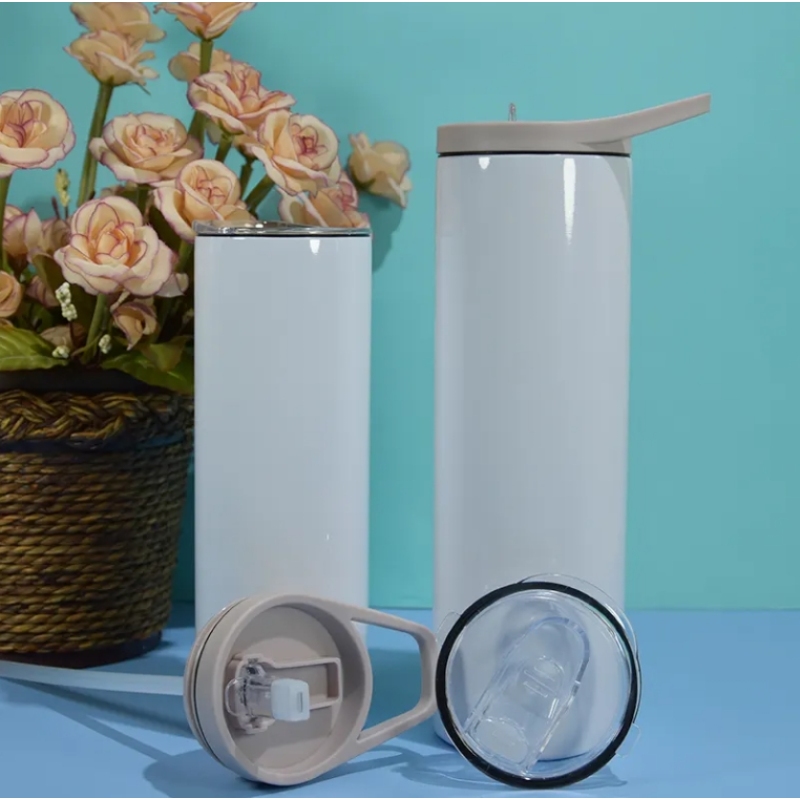 Outdoor Travel 20oz 30oz Stainless Steel Sublimation Blanks Screw Cup Threaded Water Bottle With Gray Portable Handle Lid
