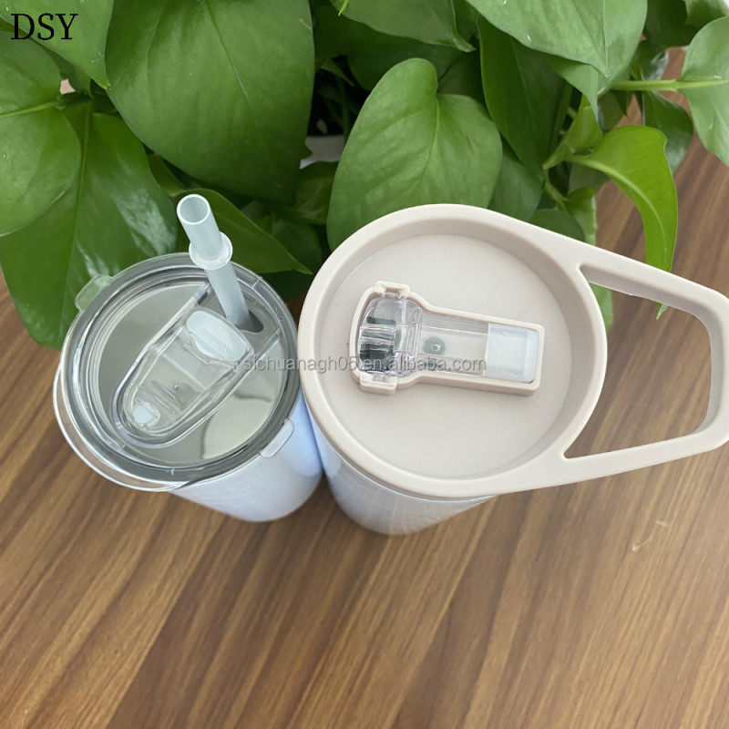 Outdoor Travel 20oz 30oz Stainless Steel Sublimation Blanks Screw Cup Threaded Water Bottle With Gray Portable Handle Lid