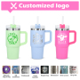 New Powder Coated 14oz Tumbler Double Wall Insulated Vacuum 304 Stainless Steel 14oz Traveler Tumbler With Handle Custom Logo