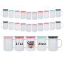 New Jelly Cup with Lids 17oz Candy Sublimation Glass Can Beer Cups Mugs with Handle and Colored Lids