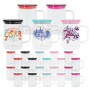 New Jelly Cup with Lids 17oz Candy Sublimation Glass Can Beer Cups Mugs with Handle and Colored Lids