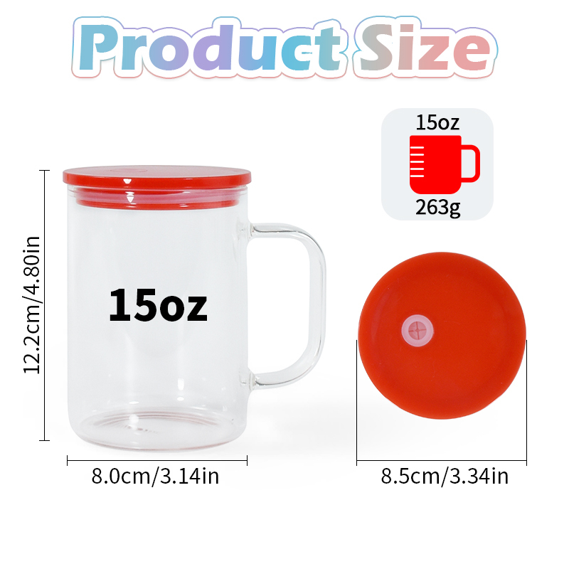 New Jelly Cup with Lids 17oz Candy Sublimation Glass Can Beer Cups Mugs with Handle and Colored Lids