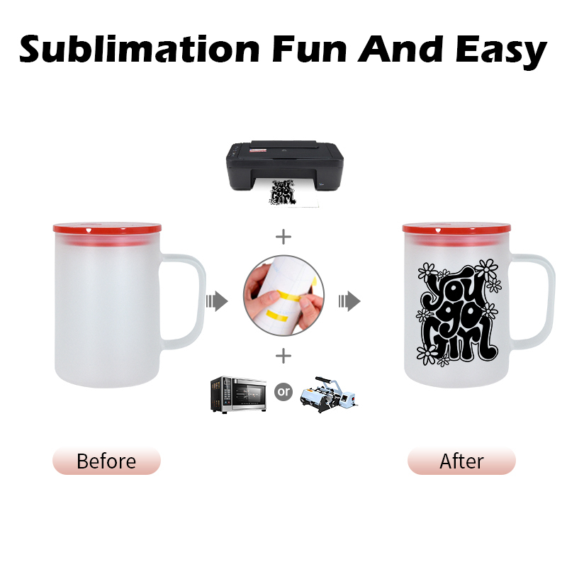 New Jelly Cup with Lids 17oz Candy Sublimation Glass Can Beer Cups Mugs with Handle and Colored Lids