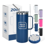 Customized 20oz Stainless Steel Powder Coated Vacuum Mug Coffee Tumblers Mugs with Container Storage Metal Straw Brush