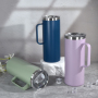 Customized 20oz Stainless Steel Powder Coated Vacuum Mug Coffee Tumblers Mugs with Container Storage Metal Straw Brush