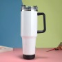 40oz White Glossy Sublimation Blank Speaker Tumbler Wireless Travel Mug Tumbler with Colored Handle for Heat Transfer Printing