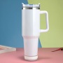 40oz White Glossy Sublimation Blank Speaker Tumbler Wireless Travel Mug Tumbler with Colored Handle for Heat Transfer Printing