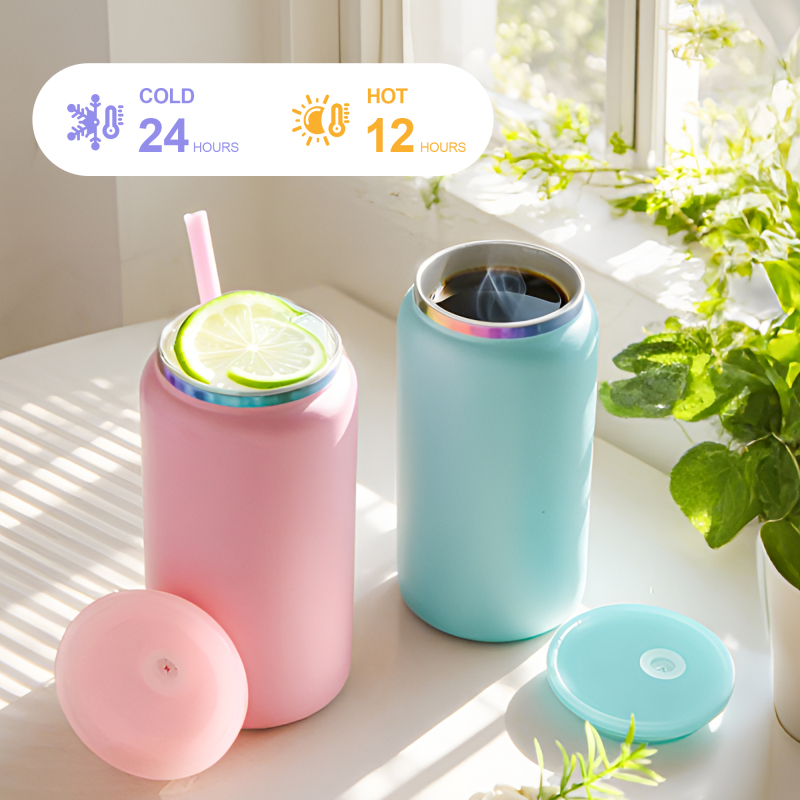 Double Wall Cup 16oz Double Wall Coffee Cups Stainless Steel Mugs Custom rainbow Plated Tumbler Dishwasher Safe Water Bottles