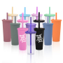 16oz clear PLASTIC Tumbler Reasuable Mugs Double Walled Plastic clear Matte 16oz 24oz Cold Water Tumbler Cup