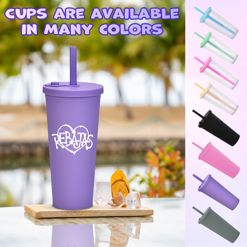 16oz clear PLASTIC Tumbler Reasuable Mugs Double Walled Plastic clear Matte 16oz 24oz Cold Water Tumbler Cup