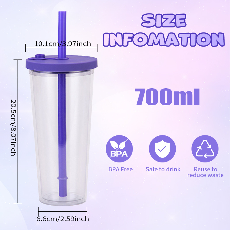16oz clear PLASTIC Tumbler Reasuable Mugs Double Walled Plastic clear Matte 16oz 24oz Cold Water Tumbler Cup