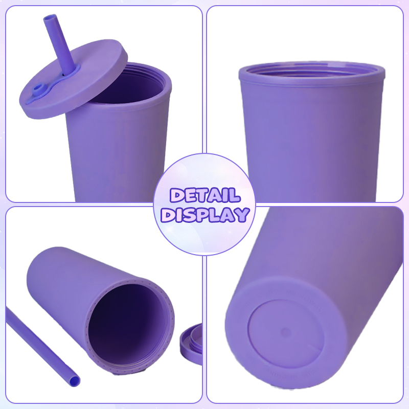 16oz clear PLASTIC Tumbler Reasuable Mugs Double Walled Plastic clear Matte 16oz 24oz Cold Water Tumbler Cup