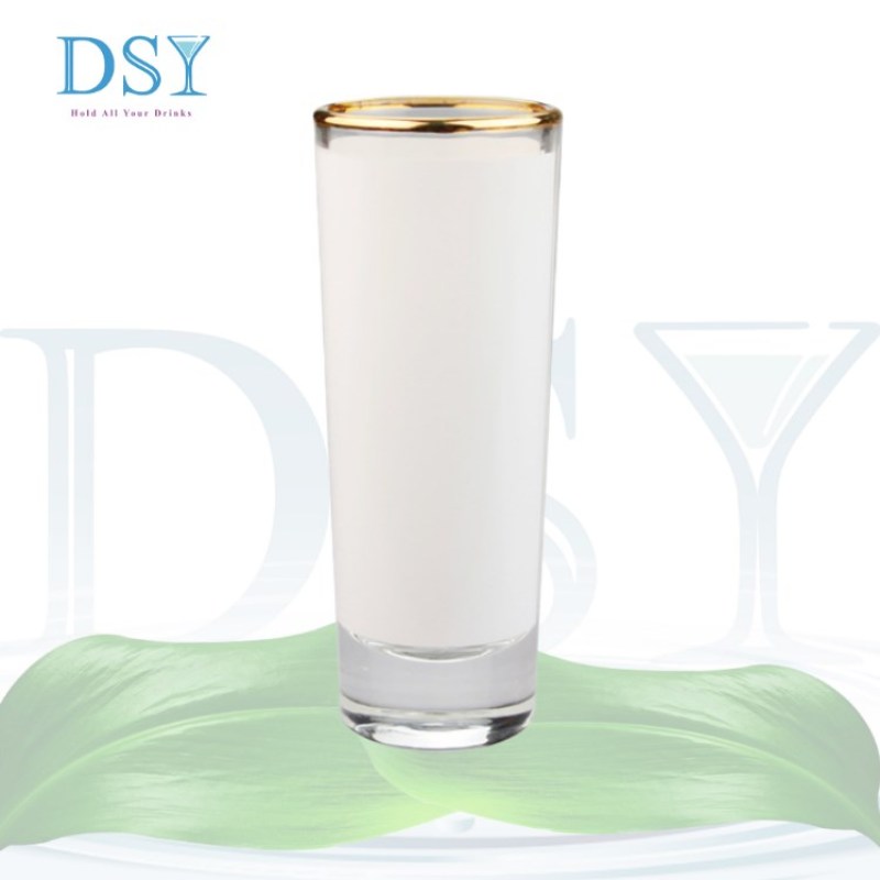 Factory Wholesale 1.5oz 3oz Custom Logo Design Sublimation Ombre Shot Glass Frosted Sublimation Shot Glass with Gold Rim Edge