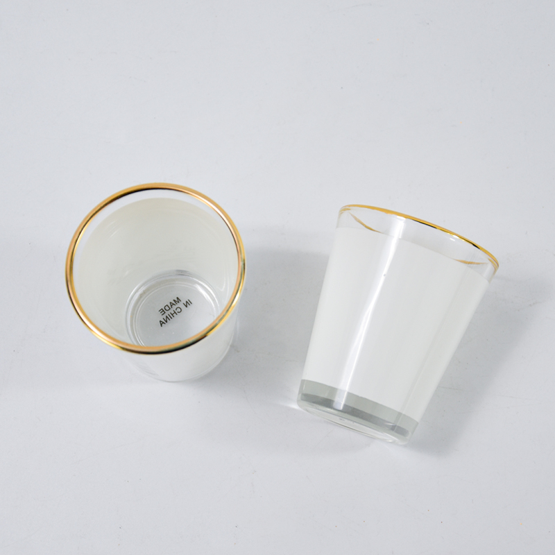 Factory Wholesale 1.5oz 3oz Custom Logo Design Sublimation Ombre Shot Glass Frosted Sublimation Shot Glass with Gold Rim Edge