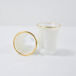 clear with golden rim (1.5oz, 3oz)