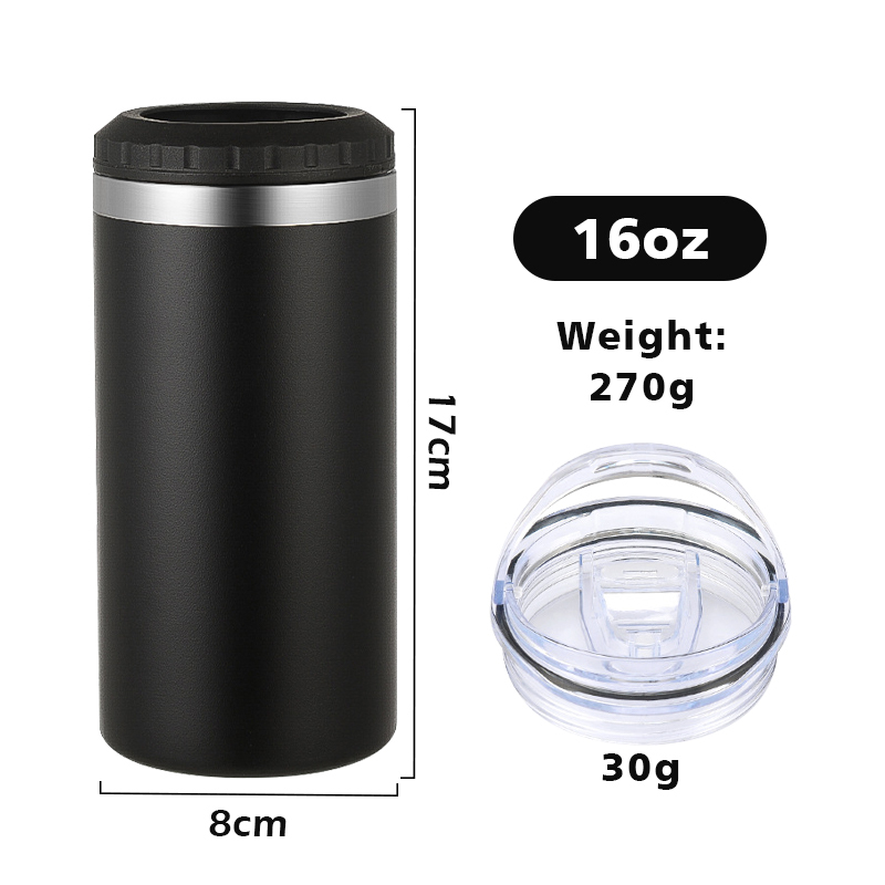 Creative Design Beer Bottle Custom Logo 4 in 1 16oz Skinny Straight Stainless Steel Insulated Slim Powder Coated Can Cooler