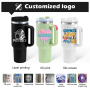Small Pack 2pcs/ctn RTS  Stocked H2.0 40oz Powder Coated Travel Mug with Handle Stainless Steel 40 oz Tumbler