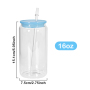 Free Shipping Local Stock USA Warehouse 16oz Sublimation clear Glass Can with Colored Plastic Lids 5 Colors 25pcs/ctn