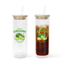 Pre Drilled Snow Globe Glass Cans 12oz 16oz 20oz 25oz Sublimation Double Wall Glass Cans With PP Lids and Straw