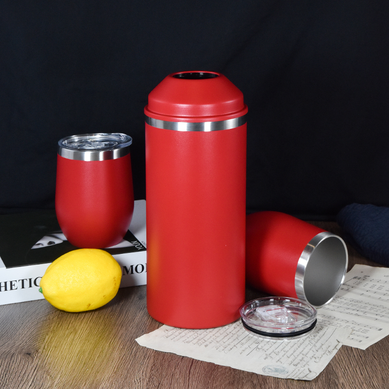 logo Insulated Tumblers Termo De Acero Inoxidable Con Tazas Caneca De Chopp 25oz Wine Bucket Gift Set with Wine Tumbler