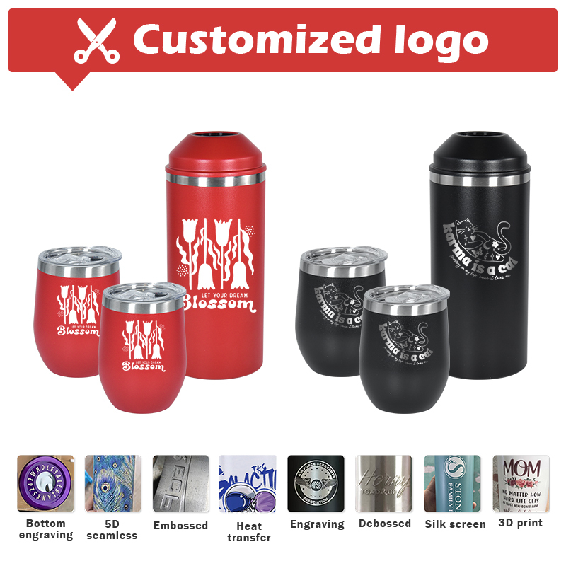 logo Insulated Tumblers Termo De Acero Inoxidable Con Tazas Caneca De Chopp 25oz Wine Bucket Gift Set with Wine Tumbler