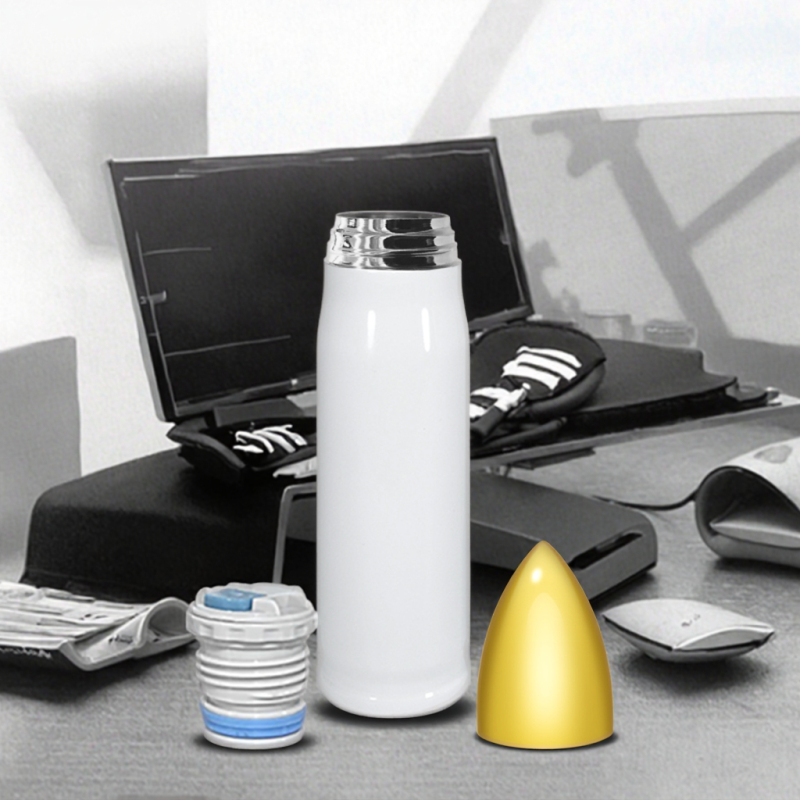 US Warehouse RTS Bullet Tumbler 25PCS/CTN 500ml Stainless Steel Sublimation Blanks Bullet Tumbler with Screw-on Gold Lid