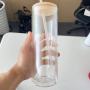 RTS Stocked Pre-drilled 25oz Snow Globe Glass Sublimation Straight Tumblers Double Wall Cups With Wooden Lid 25pcs/ctn