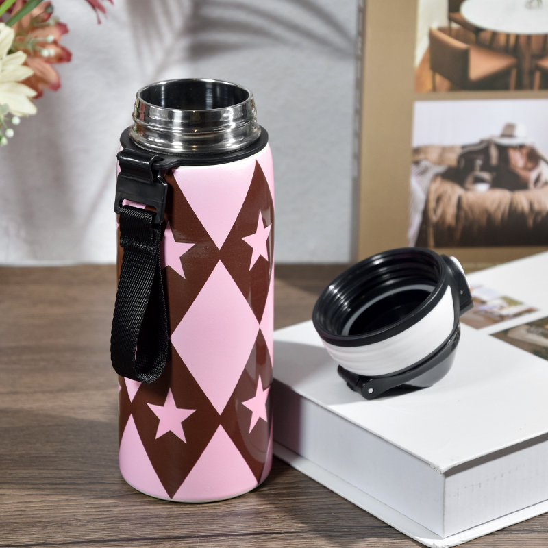 Custom Logo 400ml 600ml Stainless Steel Drinking Water Bottle Outdoor Insulated Coffee Mug Double Wall Laser Tumbler with Handle