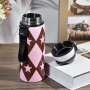 Custom Logo 400ml 600ml Stainless Steel Drinking Water Bottle Outdoor Insulated Coffee Mug Double Wall Laser Tumbler with Handle