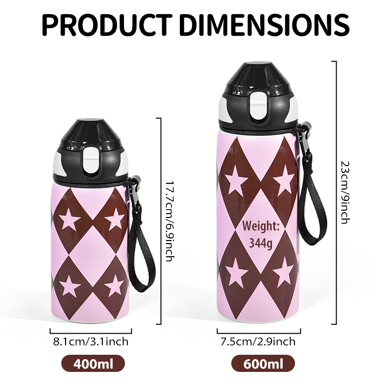 Custom Logo 400ml 600ml Stainless Steel Drinking Water Bottle Outdoor Insulated Coffee Mug Double Wall Laser Tumbler with Handle