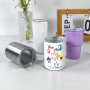 China RTS 3oz Shot Glass Tumbler White Sublimation Blanks Mini Wine Mug Stainless Steel Straight Cup with Metal Straw Clear Lid