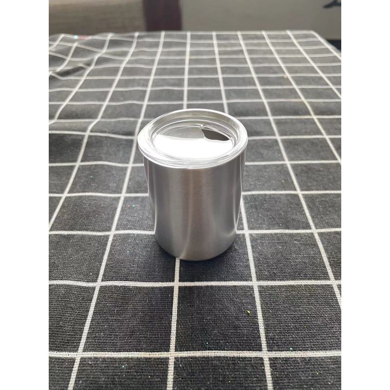 China RTS 3oz Shot Glass Tumbler White Sublimation Blanks Mini Wine Mug Stainless Steel Straight Cup with Metal Straw Clear Lid