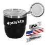 Small Pack RTS 4PCS/CTN US Warehouse 4oz Powder Coated Black Coffee Mugs Mini Cups Inside with Enamel Coating