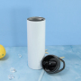 20oz White Straight Sublimation Tumblers with Straw Lid and Handle Insulated Skinny Double Wall Mug Stainless Steel Mugs