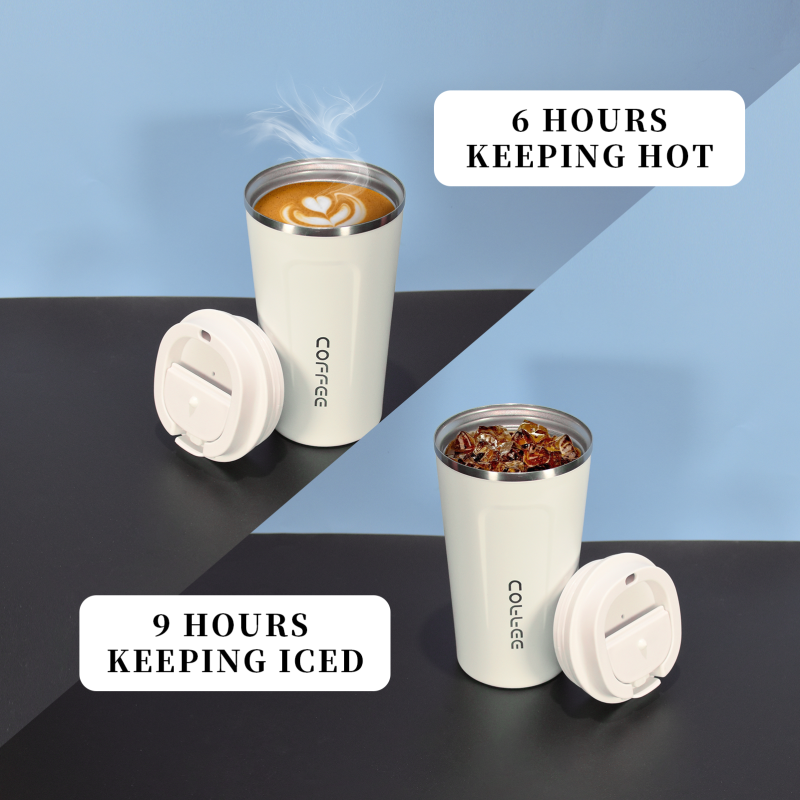 Personalise logo 380ml 510ml Metal Double Walled Insulated Coffee Mug Custom Cups