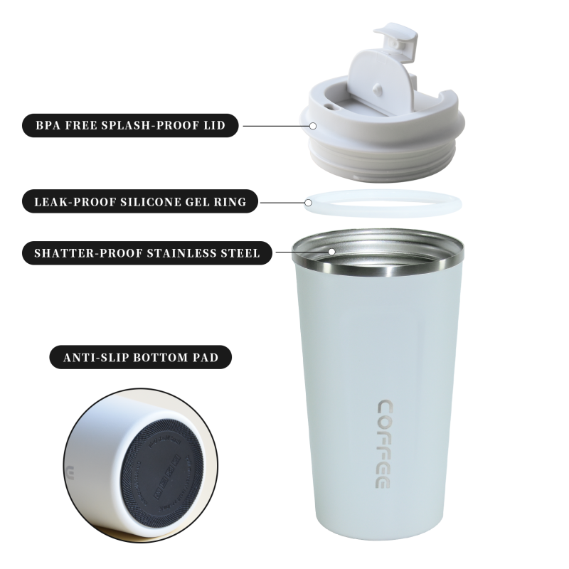 Personalise logo 380ml 510ml Metal Double Walled Insulated Coffee Mug Custom Cups
