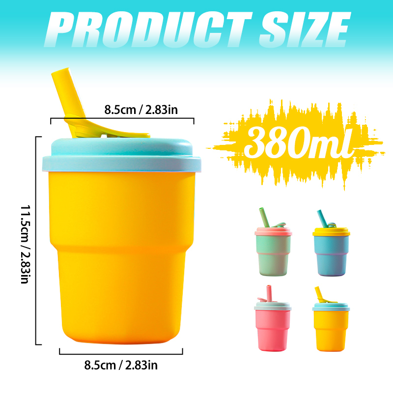 380Ml Food Grade Baby Sippy Cup Colorful Unbreakable Plastic Water Bottle Reusable Travel Coffee Tumbler Mug