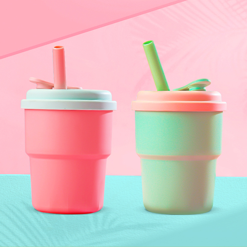 380Ml Food Grade Baby Sippy Cup Colorful Unbreakable Plastic Water Bottle Reusable Travel Coffee Tumbler Mug