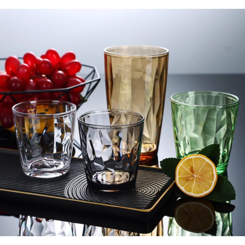Wholesale Colored 200ml 300ml 500ml Unbreakable Premium Drink PC Acrylic Water Cup High Temperature Resistant Plastic Cup