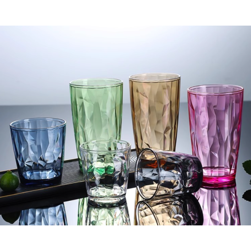 Wholesale Colored 200ml 300ml 500ml Unbreakable Premium Drink PC Acrylic Water Cup High Temperature Resistant Plastic Cup